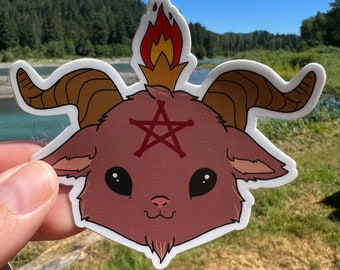 Baby Baphomet Sticker - Pentagram, Hail Satan, Chibi, Great for Hydro Flask, Laptop, Water Resistant