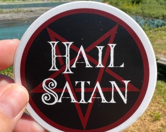 Hail Satan Sticker, pentagram, satanist, hail thyself, Great for hydro flask, laptop, water RESISTANT