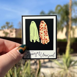 Strange and Unusual Sticker, polaroid, ghosts, spooky, Great for hydro flask, laptop, water RESISTANT