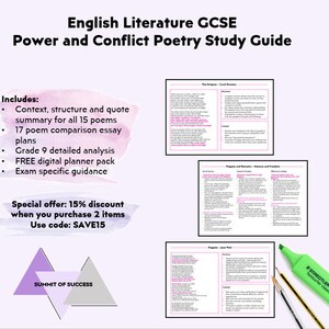 Macht en conflict Poëzie Engelse literatuur GCSE Revisiegids | Studienotities | Graad 9 Analyse | Vergelijkingen van essayplannen