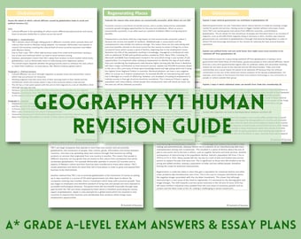A-Level Geography Revision Guide | Year 1 Human Topics | Exam Question and Essay Plans | A* Grade Study Pack