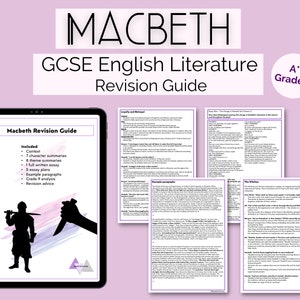 Macbeth English Literature A* Grade 9 GCSE Revision Guide | Study Notes Planner | Characters, Themes & Context