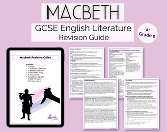 Macbeth English Literature A* Grade 9 GCSE Revision Guide | Study Notes Planner | Characters, Themes & Context