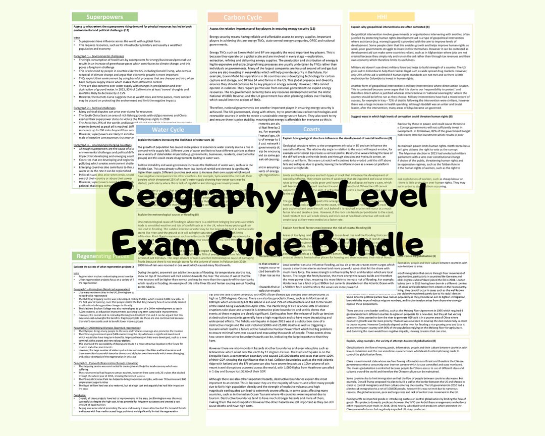 A-level Geography Revision Bundle | Exam Question and Essay Plans | A* ...