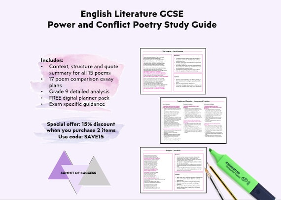 Power and Conflict Poetry English Literature GCSE Revision | Etsy