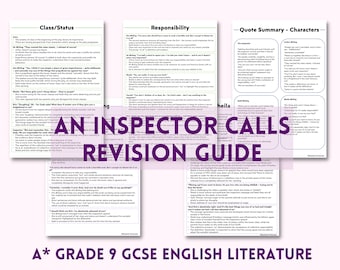 An Inspector Calls English Literature GCSE Revision Guide | Study Notes | Grade 9 Analysis | Characters, Themes & Context