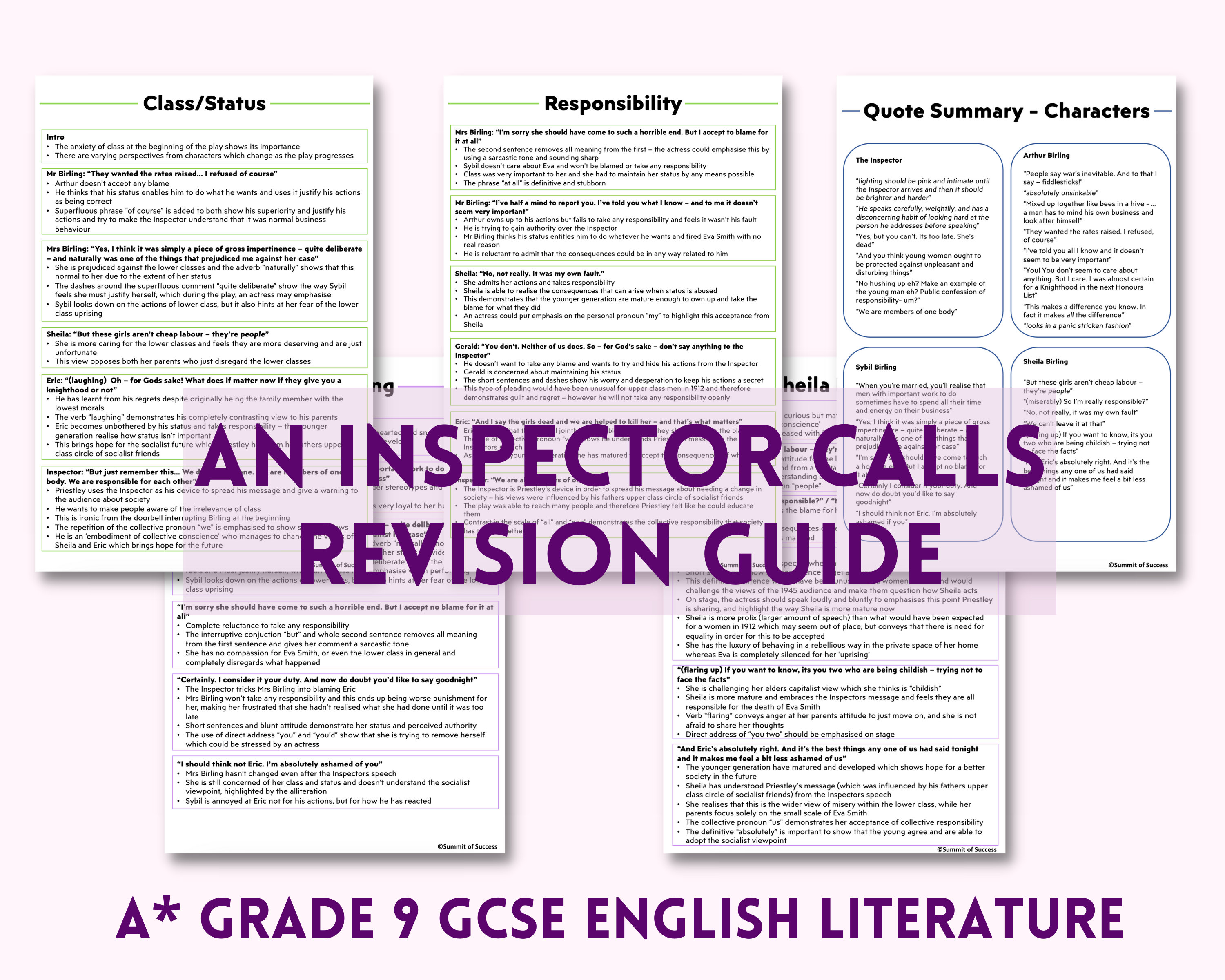 An Inspector Calls English Literature GCSE Revision Guide Study Notes