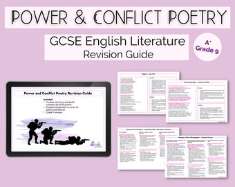 Power and Conflict Poetry A* Grade 9 English Literature GCSE Revision Guide | Study Notes Planner | Essay Plan Comparisons