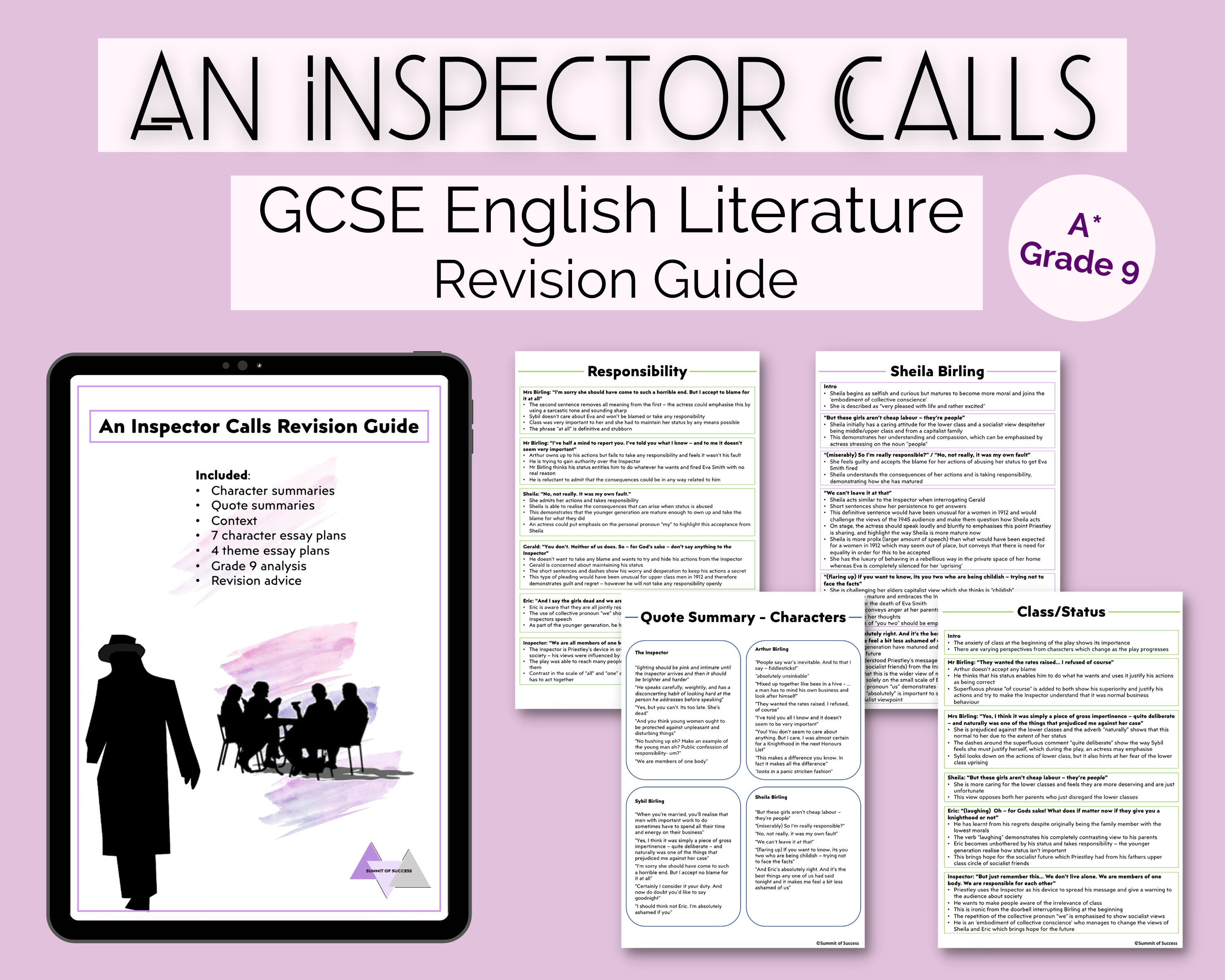 An Inspector Calls English Literature GCSE Revision Guide Study Notes