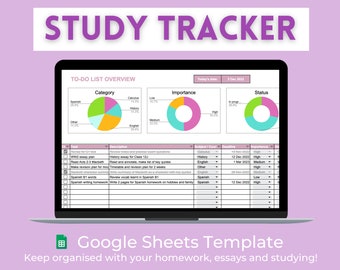 Assignment Tracker | Homework and Study Tracker | To Do List Spreadsheet Template | Easy and Simple Studying Organisation for Students