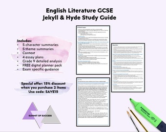 Jekyll and Hyde A* Grade 9 English Literature GCSE Revision Guide | Study Notes Planner | Characters, Themes & Context