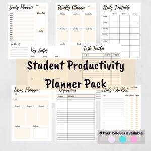 Back to School Student Study Planner | Revision and Study Digital Planner | Organisation and Tracker Printable - Beige