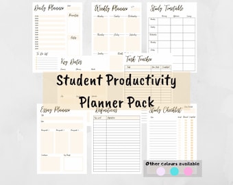 Back to School Student Study Planner | Revision and Study Digital Planner | Organisation and Tracker Printable - Beige