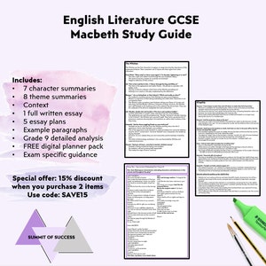 Macbeth English Literature GCSE Revision Guide | Study Notes | Grade 9 Analysis | Characters, Themes & Context