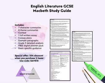 Macbeth English Literature GCSE Revision Guide | Study Notes | Grade 9 Analysis | Characters, Themes & Context