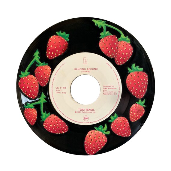 Strawberry Handpainted Vinyl Record Art Etsy Ireland
