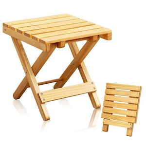 Mesa de camping plegable pequeña / Mesa portátil de madera para vino / Mesa auxiliar cuadrada para exterior e interior / Mesa de picnic / Mesa compacta de madera
