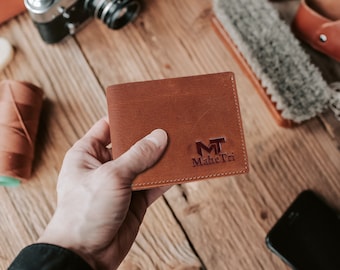 Men's Slim Bifold Real Buffalo Leather Wallet | Gift For Him | Men's Leather Wallet