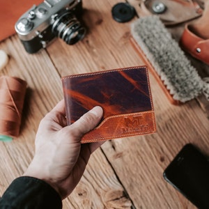 Leather Wallet for Men, Handmade Wallet for Men, Buffalo Leather Billfold Wallet, Wallet for Cards, Gift for Dad, Gift for Him