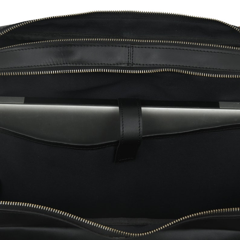Black Buffalo Leather Laptop Premium Briefcase For Men Women 16 Inch Office Executive Briefcase Bag image 10