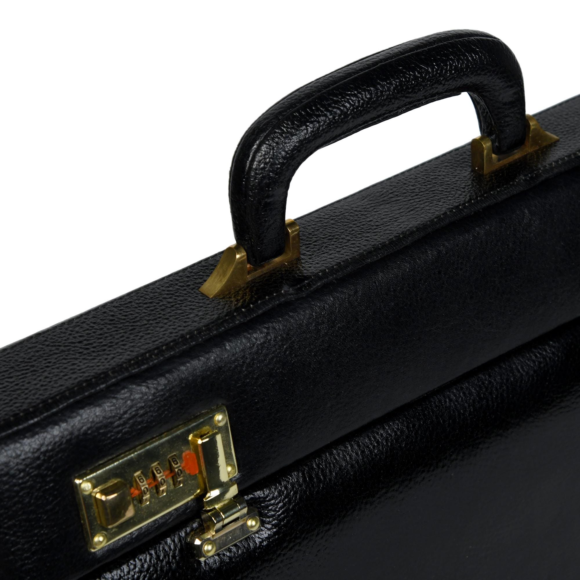 Black Leather Hard Case Briefcase: Executive Suitcase With Combination ...