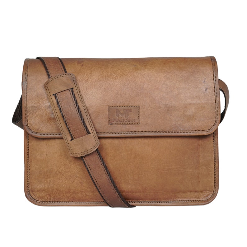 Personalized Leather Crossbody Messenger Bag, Leather Shoulder Bag, Leather Bag For Women Men, Monogram Crossbody Bag image 2