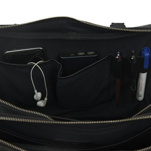 Black Buffalo Leather Laptop Premium Briefcase For Men Women 16 Inch Office Executive Briefcase Bag image 9