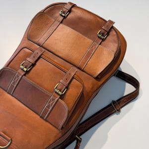 Personalized Leather Guitar Case, Soft Padded Interior, Top Handle & Adjustable Backpack Straps, Handcrafted Leather Guitar Bag 41 Inch