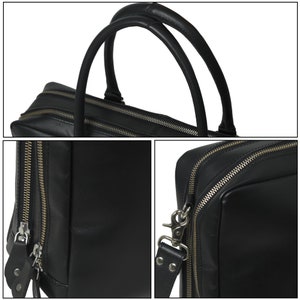 Black Buffalo Leather Laptop Premium Briefcase For Men Women 16 Inch Office Executive Briefcase Bag image 8
