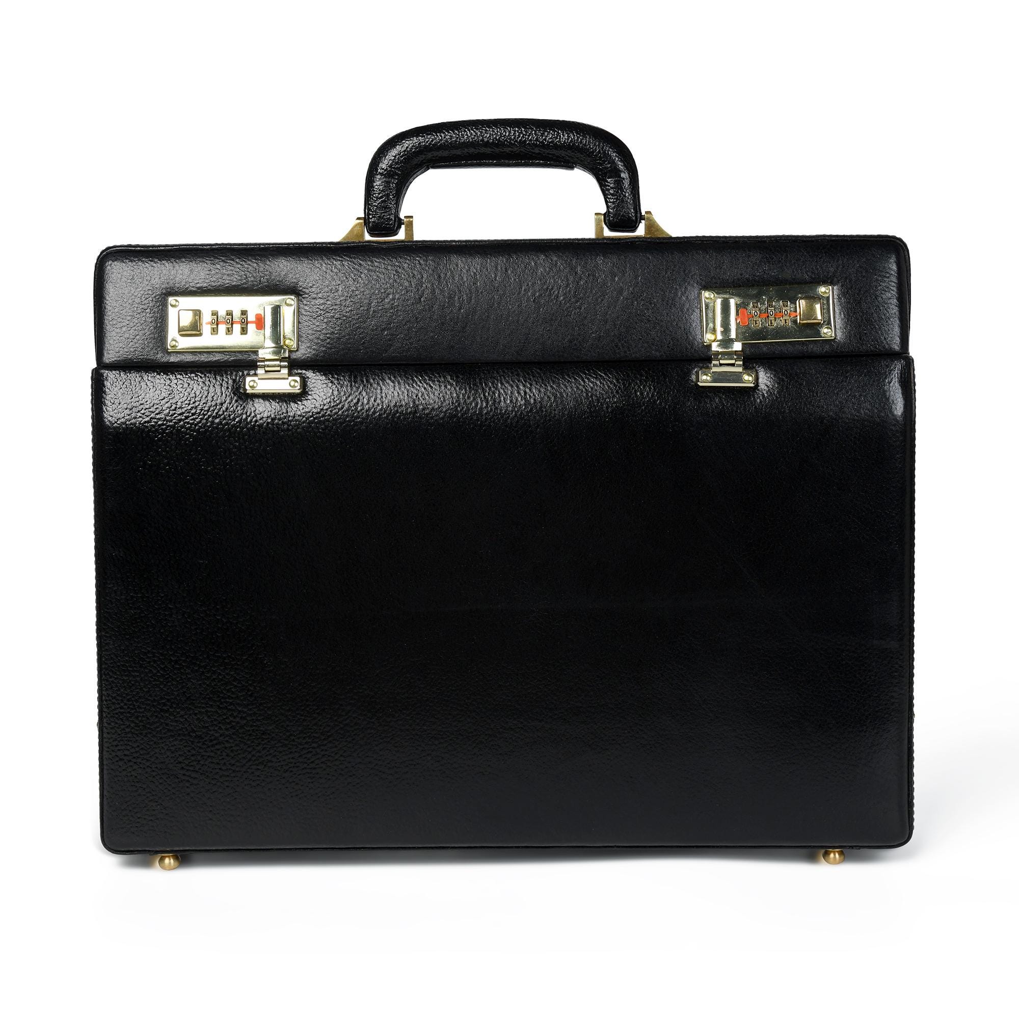 Black Leather Hard Case Briefcase: Executive Suitcase With Combination ...