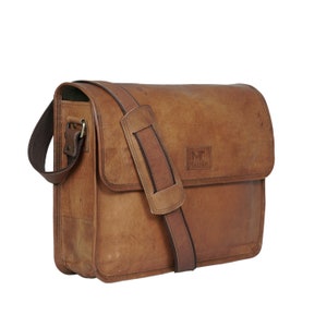 Personalized Leather Crossbody Messenger Bag, Leather Shoulder Bag, Leather Bag For Women Men, Monogram Crossbody Bag image 4