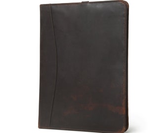 Personalized leather Portfolio A4 Business Resume Portfolio Dark Brown Handcrafted Buffalo Leather Organizer