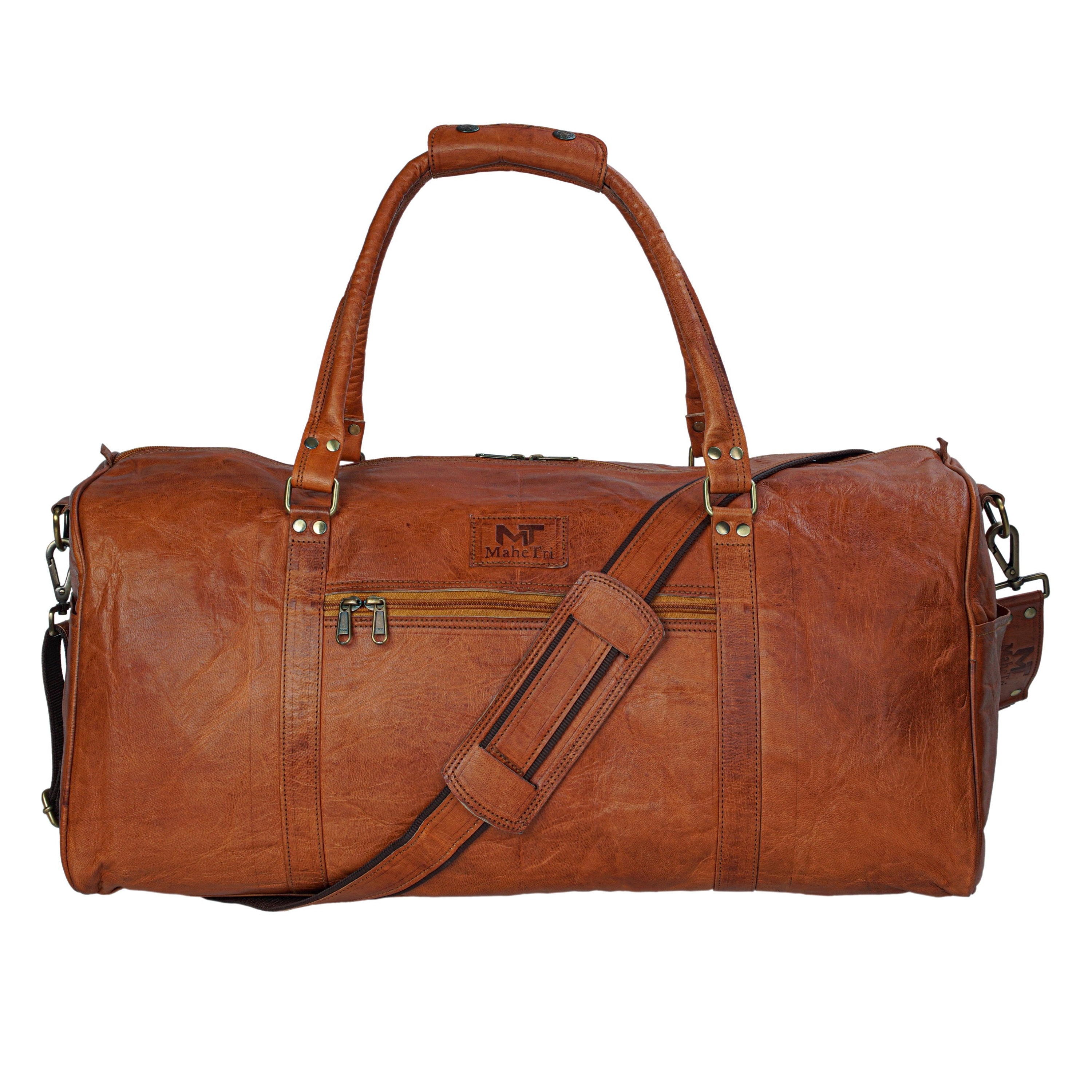 Personalized Leather Duffle Bag, Genuine Leather Overnight Weekender