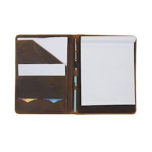 Personalized Leather Padfolio - Handmade Buffalo Work Portfolio Organizer