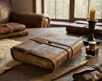 Ręcznie robiony, zabytkowy, skórzany dziennik, spersonalizowany notes z okładką, szkicownik z papieru z krawędzią Deckle, spersonalizowany, skórzany dziennik