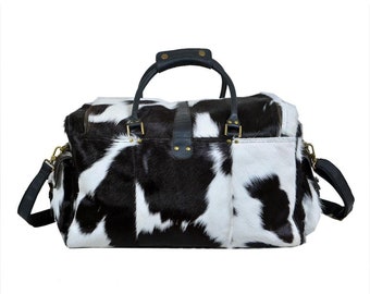 Cowhide Hair on Leather Travel Bag