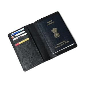 Leder Passport Kartenhalter, schwarze Passport Cover mit Kartenfach, Leder Geschenke für Mama Papa