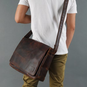 Sac besace en cuir de tous les jours Sac messager pour ordinateur portable en cuir Sac à bandoulière de bureau pour homme Sac de voyage