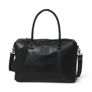 Black Buffalo Leather Laptop Premium Briefcase For Men Women 16 Inch Office Executive Briefcase Bag image 2