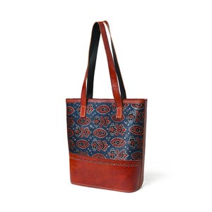 Heritage Ajrakh Leather Tote Bag
