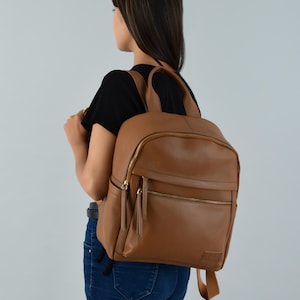 Leather Backpack / Tan Backpack Women / Backpack Purse / Mini Backpack / Cute Soft Backpack / Small Leather Backpack Mother&#39;s Day Gifts