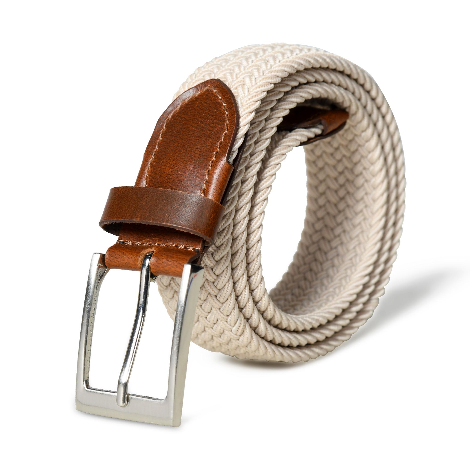 Braided Canvas & Leather Belt: Handcrafted Adjustable Woven  display picture 2