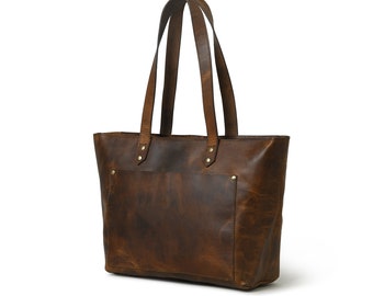 Brown Leather Tote for women, Ladies leather bag, Leather tote brown for her, Bags for Her, Gift for her