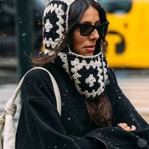 Pasamontañas de punto, Pasamontañas de crochet, Pasamontañas, Gorro de abuela cuadrado, Pasamontañas de punto, Pasamontañas negro, Pasamontañas de mohair, Pasamontañas de crochet