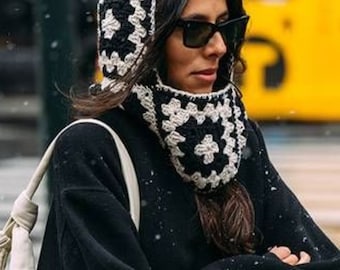 Knit Balaclava, Crochet Balaclava, Ski Mask, Granny Square Hat, Balaclava Knit, Balaclava Black, Mohair Balaclava, Crochet Ski Mask