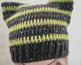 Gorro de gato, Sombrero de gorro de oreja de gato, Gorro de gato personalizado, Sombrero de gorro de ganchillo, y2k Trend, Regalo para amantes del gato, Sombrero de animal