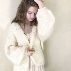 Mohair Cardigan Wedding Cover Up White Wedding Jacket Ivory Mohair Sweater Bridal Coat Mohair Shrug Bolero for Bride Ivory Wedding Cardigan