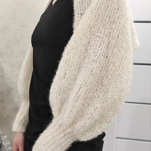 Wedding Bolero Shrug Women Mohair Silk Bolero Bridal Sweater Wrap Mohair Shrug Wedding Jacket Mohair Cover Up Hand Knit Handmade Shrug Gift