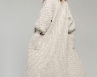 Plus Size Chunky Knit Cardigan: Slouchy Boho Sweater Coat