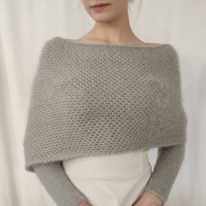 Wedding Bolero Sweater Bridesmaid Accessories Grey Short Jacket - Laura- Ready to ship/ Scarf with sleeves